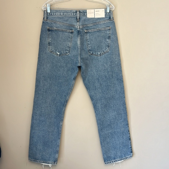 NWT Aritzia AGOLDE Mia Ripped Mid Rise Straight Leg Denim in Rule size 29 - Picture 4 of 11